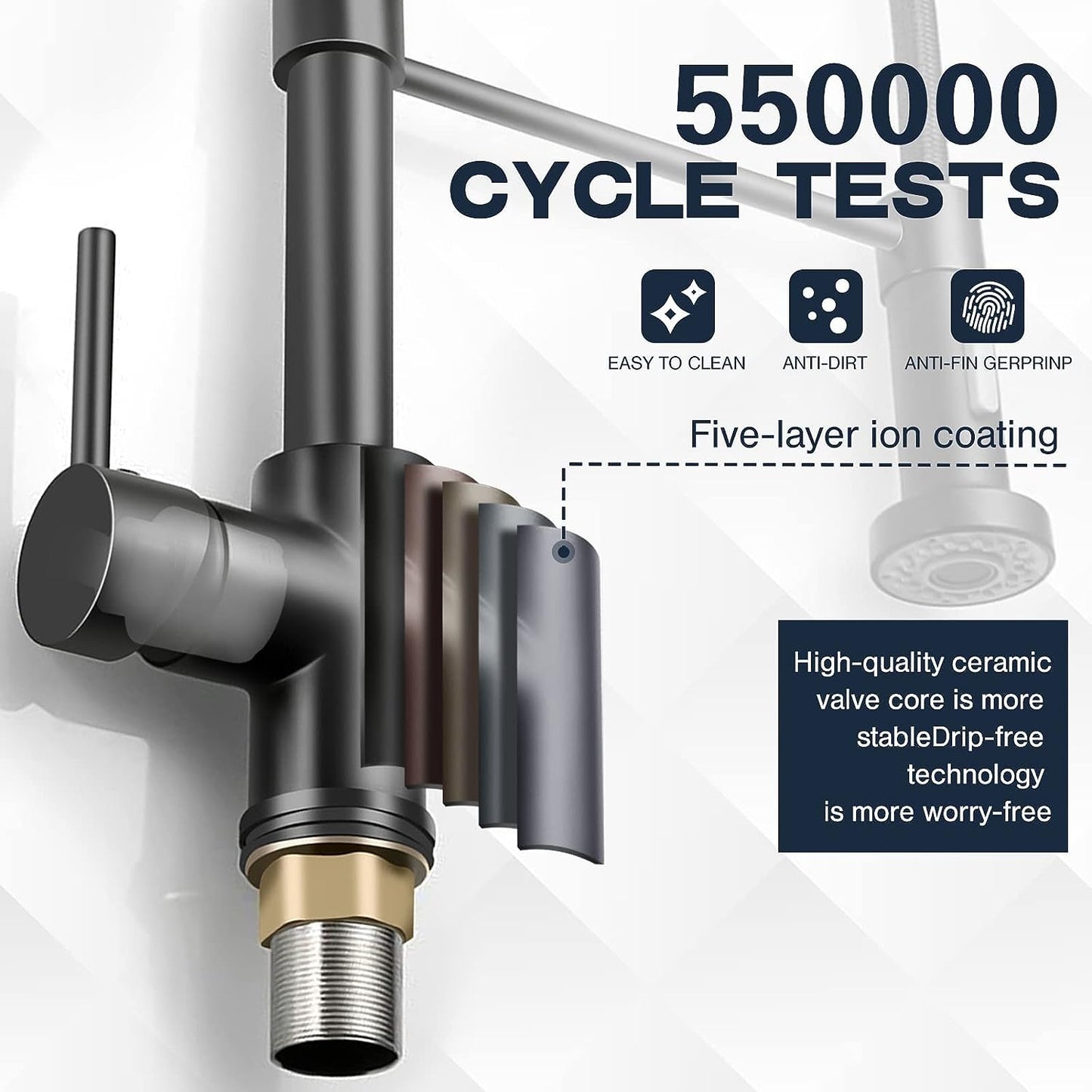 Stainless Steel Kitchen Faucet With Pull-Out Spray Head