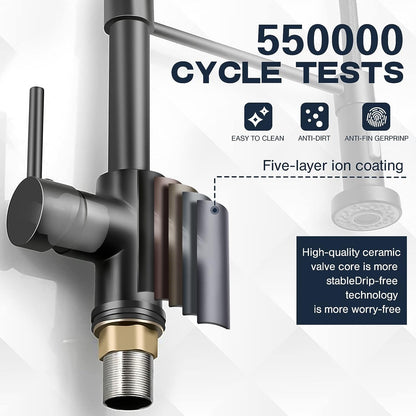 Stainless Steel Kitchen Faucet With Pull-Out Spray Head