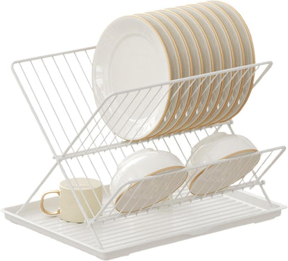 Space Saving 2 Tier Dish Rack with Removable Tray - Halri