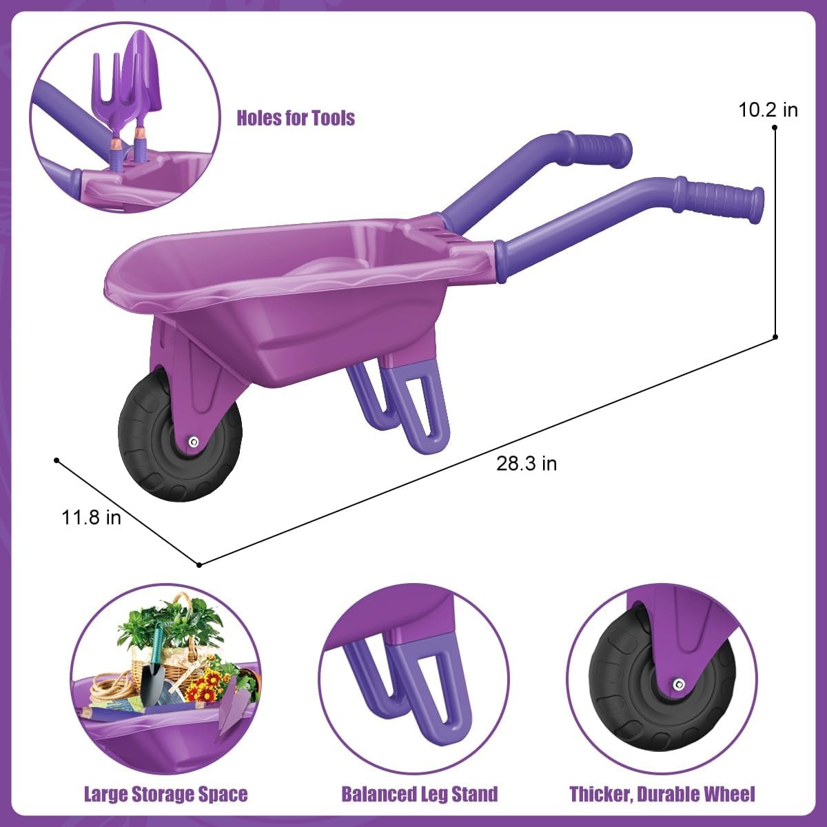 Kids Garden Tool Kit with Wheelbarrow and Watering Can