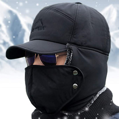 Warm Mens Snow Beanie Hat With Earflaps