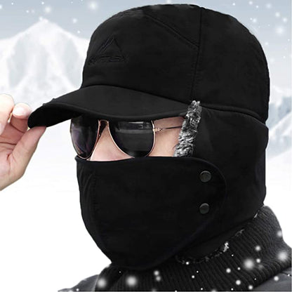 Warm Mens Snow Beanie Hat With Earflaps - Halri