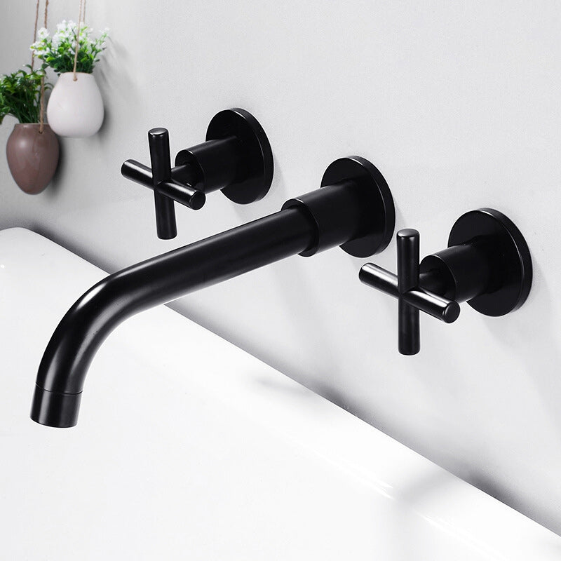 Wall Mount 3 Hole Bathroom Faucet with Dual Handles