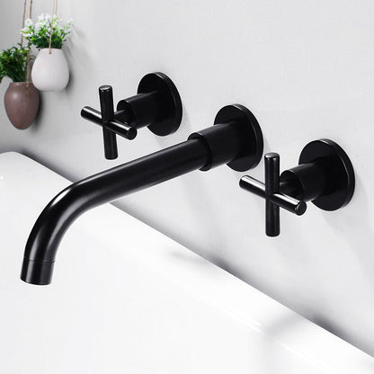 Wall Mount 3 Hole Bathroom Faucet with Dual Handles