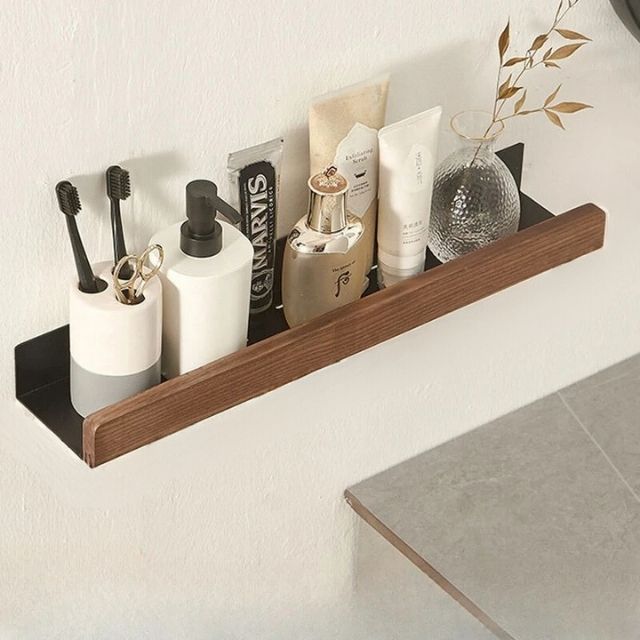 Easy Install Wooden Bathroom Shelf – Wall Mounted Storage