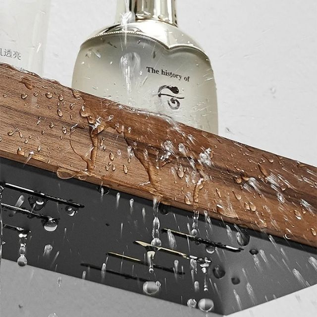 Easy Install Wooden Bathroom Shelf – Wall Mounted Storage