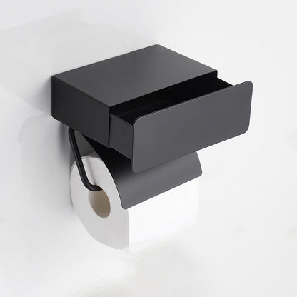 Modern 2-Piece Bathroom Accessory Set Black Chrome Holder