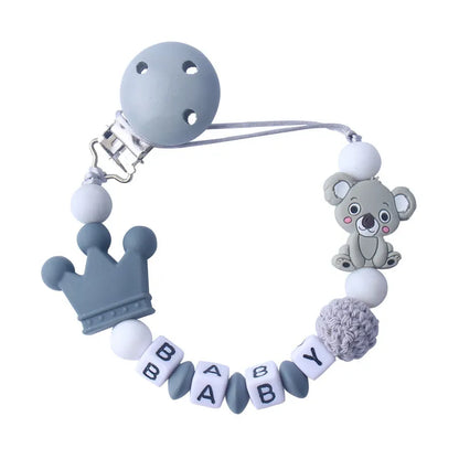 Cute Baby Pacifier Clip with Teddy Bear Crown