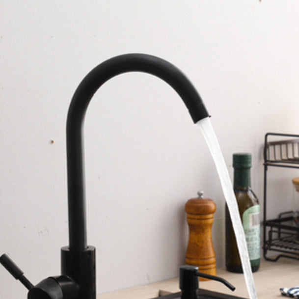 Sleek Single Handle Kitchen Faucet with Hose in Black - Halri