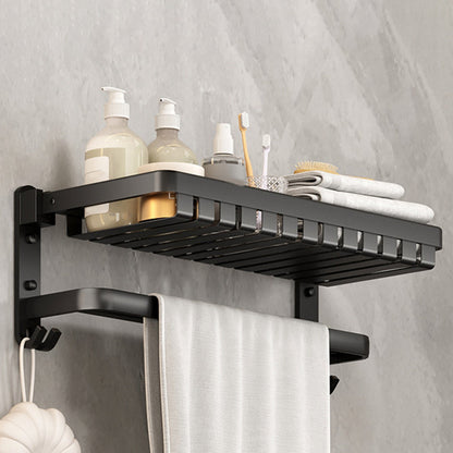 Stylish Bathroom Accessories Set Matte Black Shelf