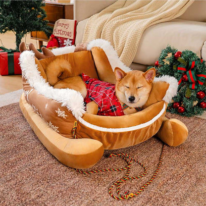 Warm Plush Dog Bed for Winter Sleep