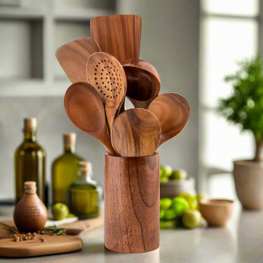 Eco Friendly Teak Wooden Kitchen Utensil Set