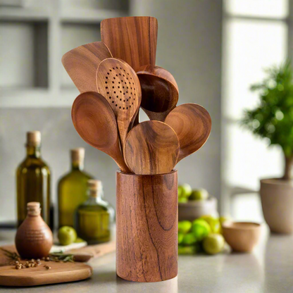 Eco Friendly Teak Wooden Kitchen Utensil Set
