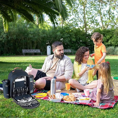 Outdoor Insulated Backpack Picnic Kit for 4