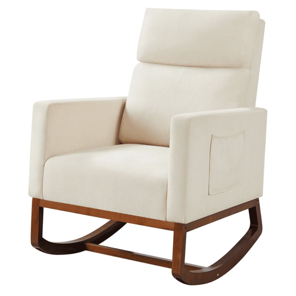Padded Wooden Outdoor Rocking Chair