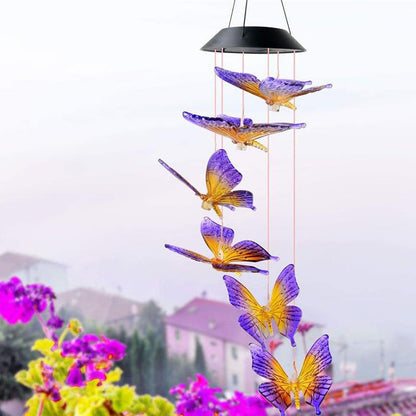 Solar Powered Glass Butterfly Lamp