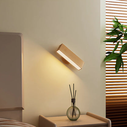 Modern Wooden Rotatable Wall Light
