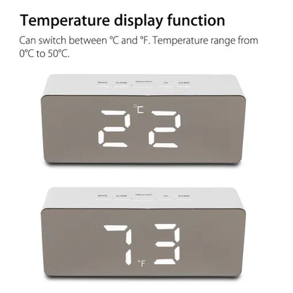LED Smart Clock Mirror Night Light Table Alarm
