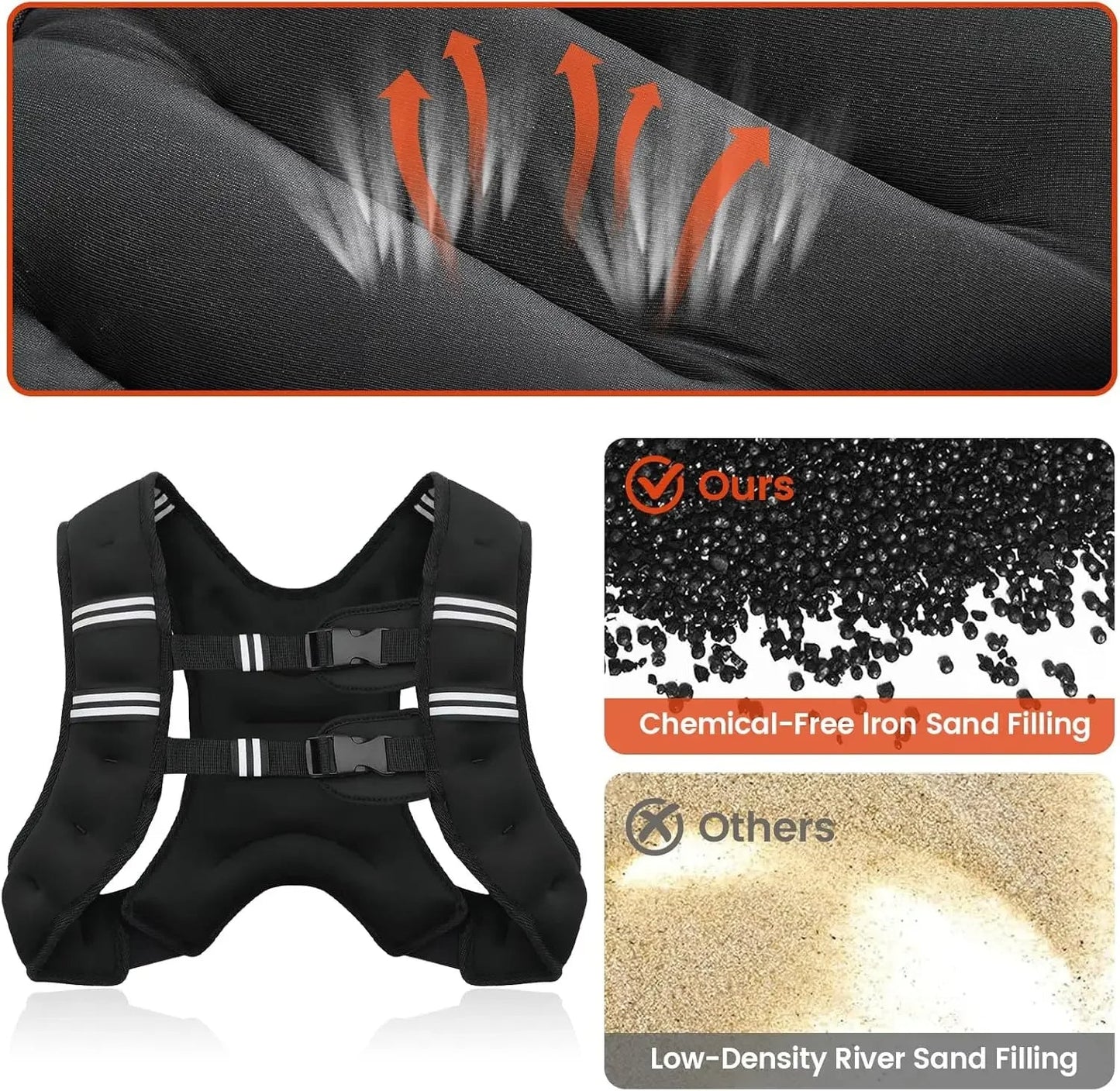 Fitness Weighted Vest with Reflective Safety Straps