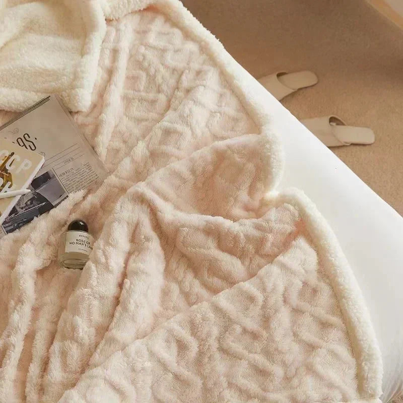 Soft Plush Sheep Wool Throw Blanket
