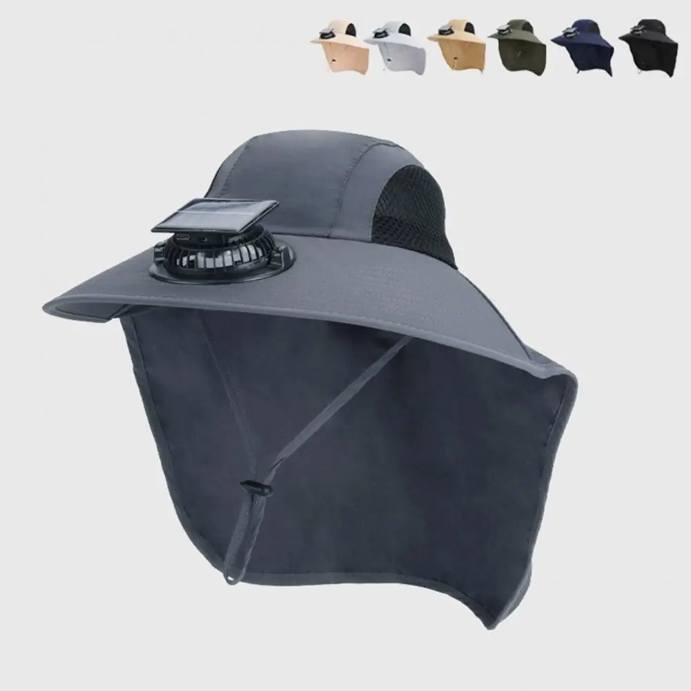 Sun Protection Summer Hat with Wide Brim & Fan