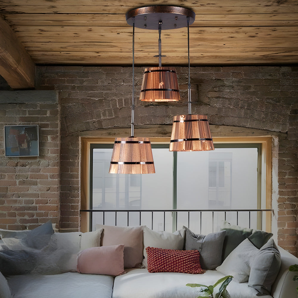 Rustic Wooden Hanging Bar Light