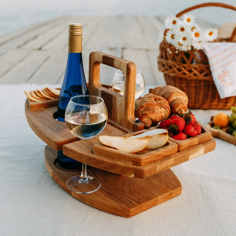 Foldable Wooden Outdoor Wine Table