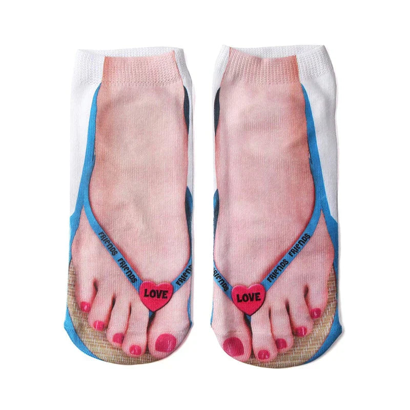 Fun Nail Pattern Crew Socks