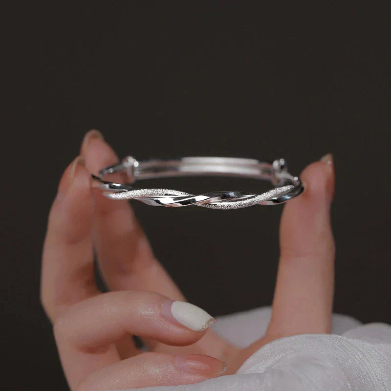 Classic Woven Silver Bangle | Simple Braided Style