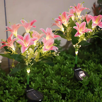 Colorful Outdoor Solar Powered Flower Lights