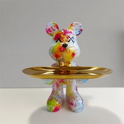 Cute Bear Figurine Serving Tray