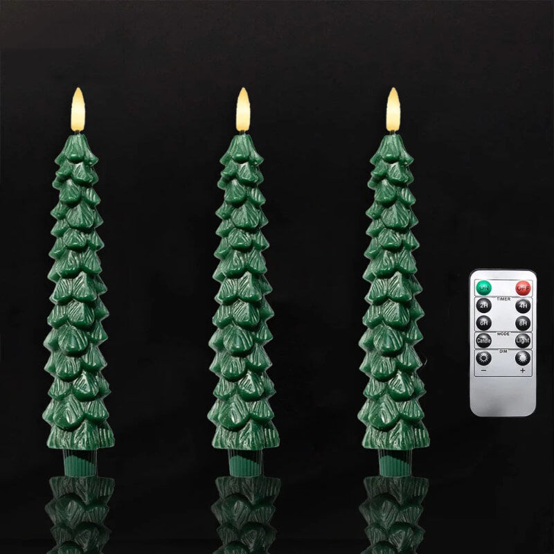 Rustic Pine Tree Flameless Candles - Halri