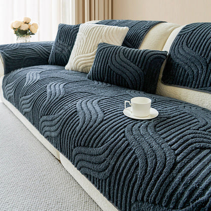 Soft Pet Friendly Sofa Slipcover with Wave Pattern