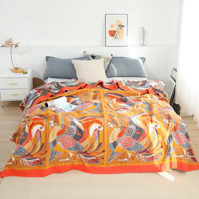 Eco Friendly Cotton Quilt with Colorful Bird Design - Halri