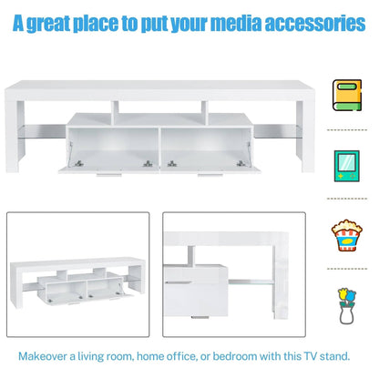 Modern TV Table with Colorful LED Lighting