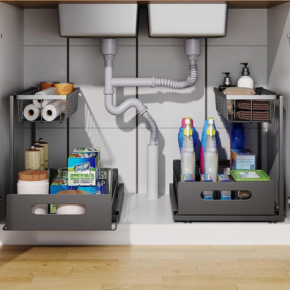 Double Layer Roll Out Kitchen Sink Storage - Befez