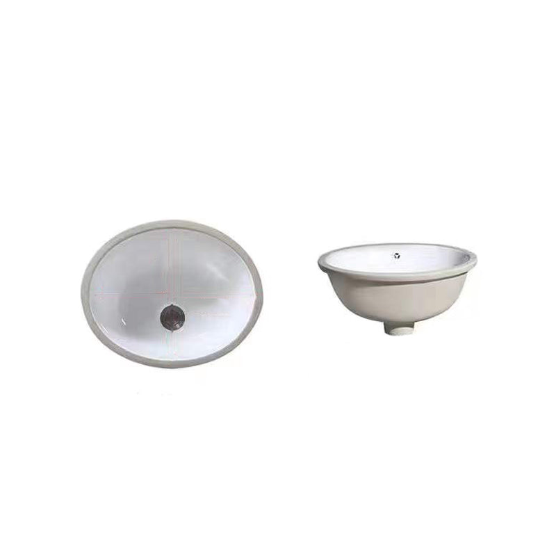 Stylish Undermount Oval Ceramic Sink with Faucet Drain
