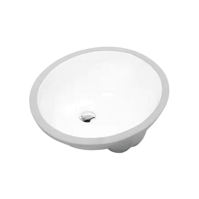 Stylish Undermount Oval Ceramic Sink with Faucet Drain