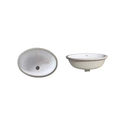 Stylish Undermount Oval Ceramic Sink with Faucet Drain