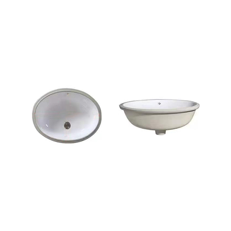 Stylish Undermount Oval Ceramic Sink with Faucet Drain