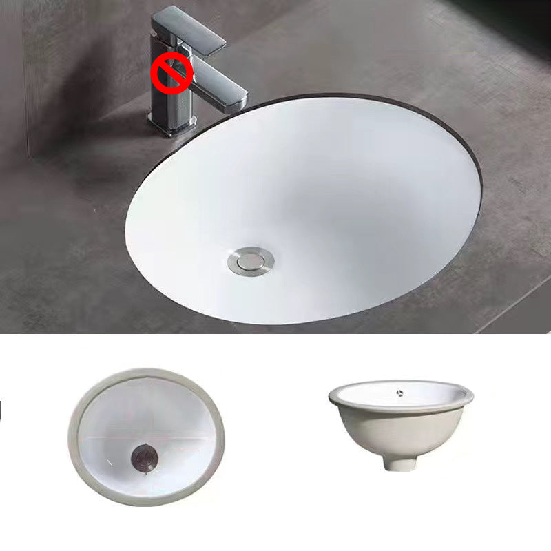 Stylish Undermount Oval Ceramic Sink with Faucet Drain