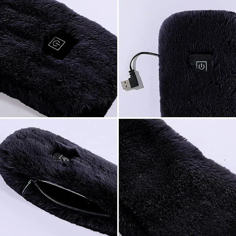 Warm Faux Fur Neck Scarf | Rechargeable USB Winter Warmer
