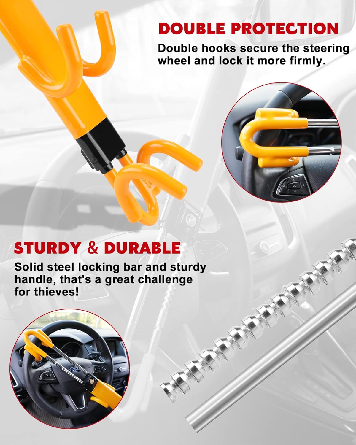 Strong Anti Theft Steering Wheel Lock
