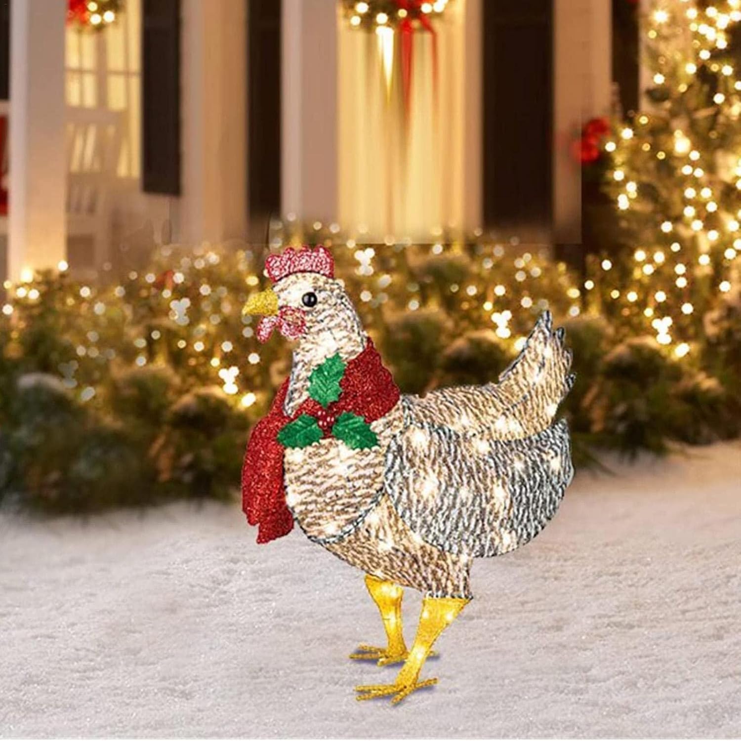 Cozy LED Snowman Chicken Figurine Christmas Decor - Halri