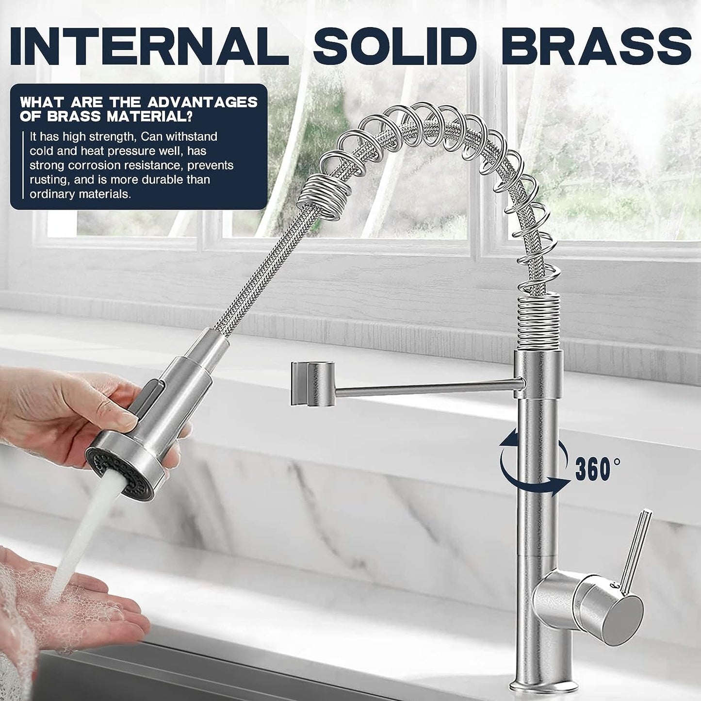 Stainless Steel Kitchen Faucet With Pull-Out Spray Head