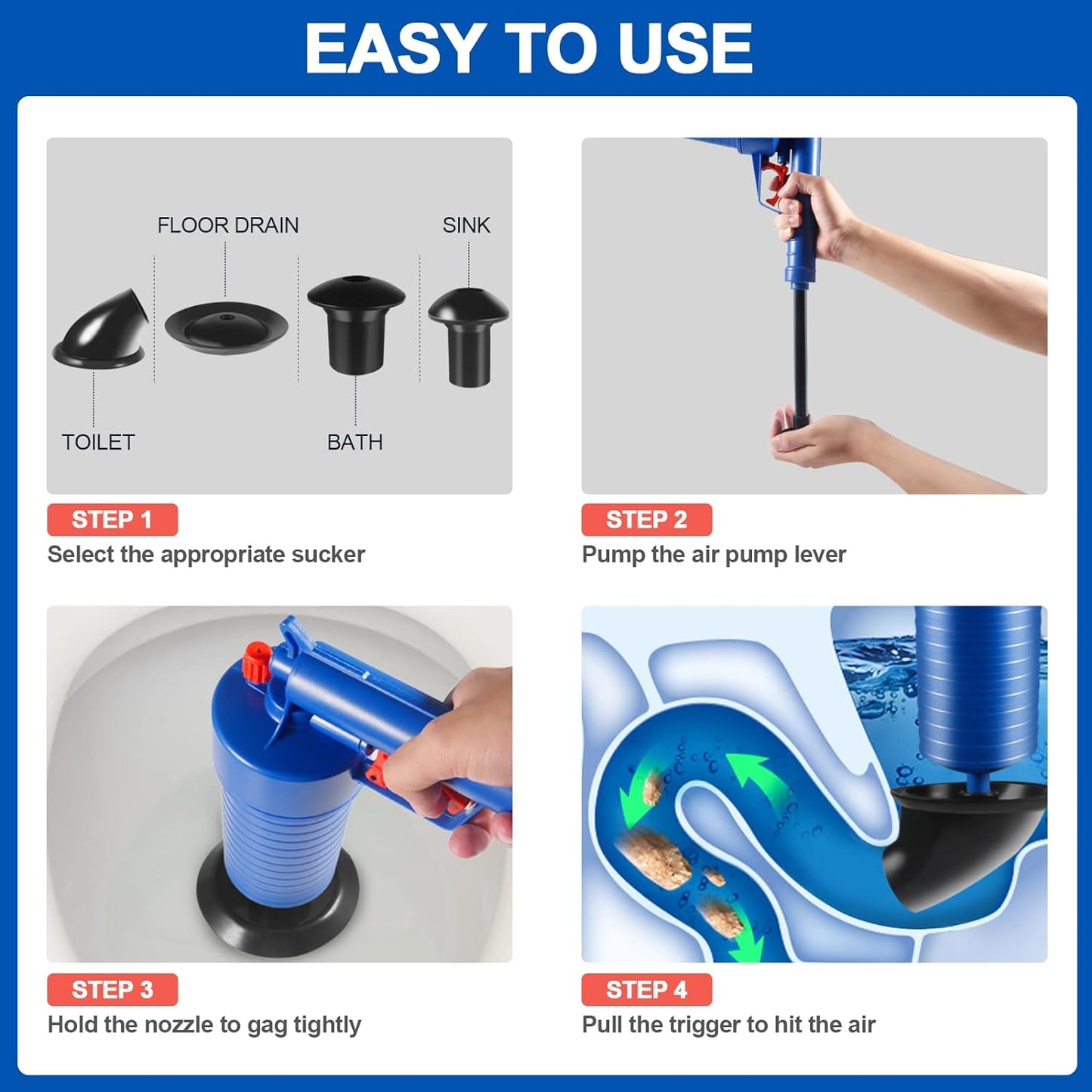 Powerful Sink Drain Clog Remover Plunger Tool