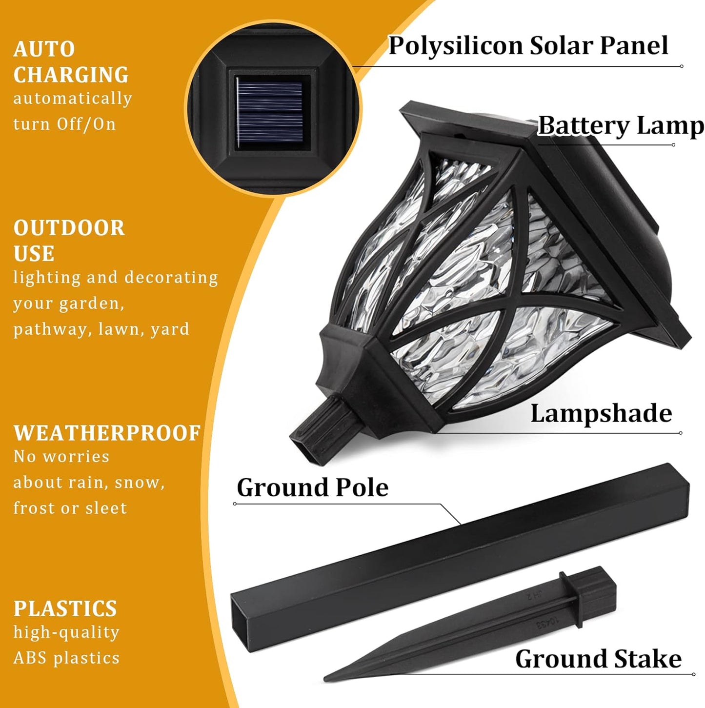 Bright Solar Powered Garden Path Lights Outdoor 6 Pack