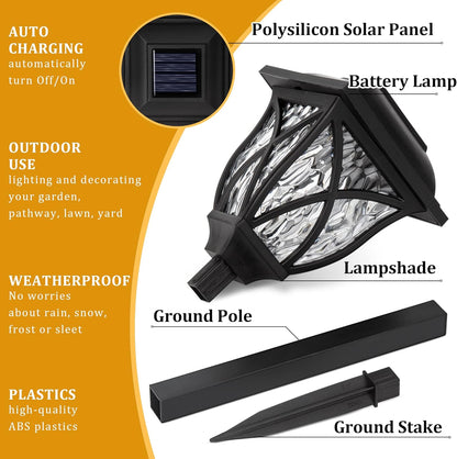 Bright Solar Powered Garden Path Lights Outdoor 6 Pack
