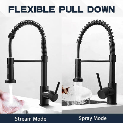 Stainless Steel Kitchen Faucet With Pull-Out Spray Head