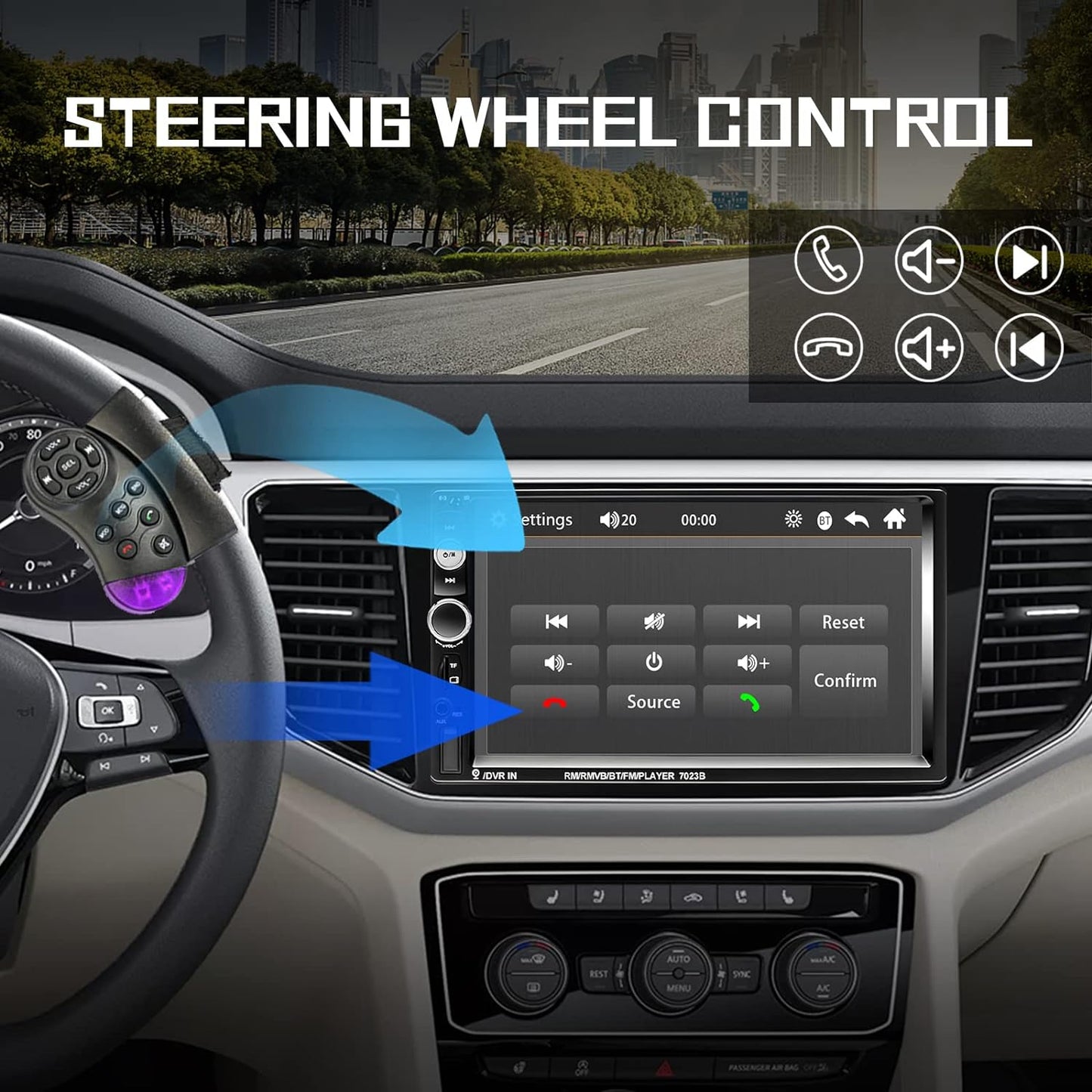 Premium 2 Din Car Radio with GPS Bluetooth Backup Cam